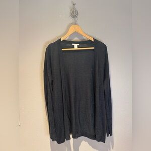 H&M Basic Lightweight Open Front Cardigan - Charcoal Gray S